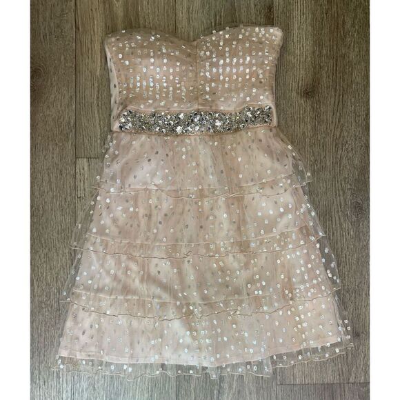 As U Wish Sparkle Gem Rhinestone Mini Cocktail Strapless Dress Prom Medium New - Picture 1 of 8
